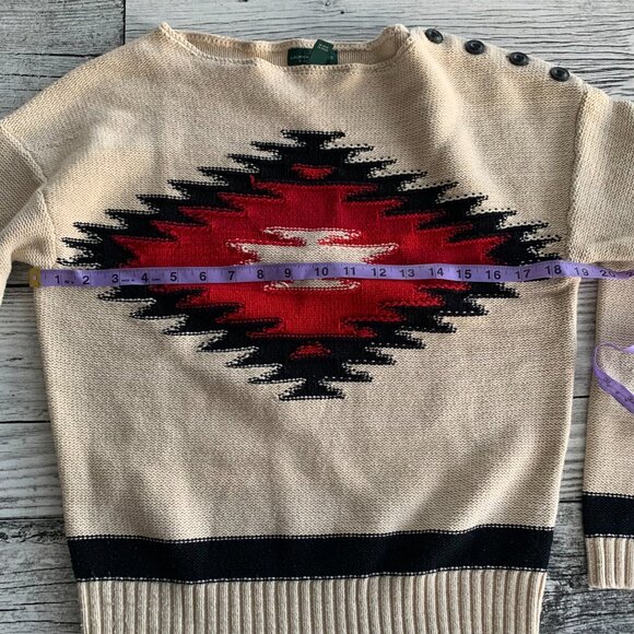 Lauren Jeans Co Ralph Lauren Southwestern Aztec Pullover Boho Sweater - Picture 8 of 13